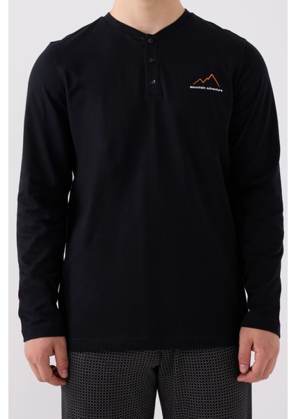 Erkek Uzun Kol Pijama Takım AR3172 Siyah fırsatları