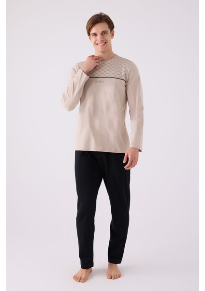 Erkek Uzun Kol Pijama Takım AR3140 Kum modelleri