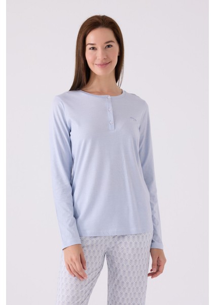 Pıerre Cardın Kadın Uzun Kol Pijama Takım PC8888 Mavi fiyatları
