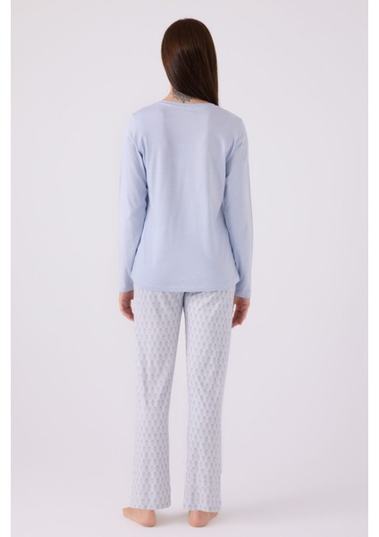 Pıerre Cardın Kadın Uzun Kol Pijama Takım PC8888 Mavi indirimleri