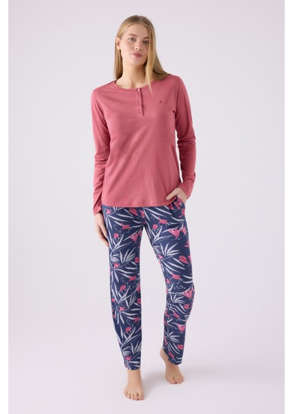 Pıerre Cardın Kadın Uzun Kol Pijama Takım PC8903 Karanfil