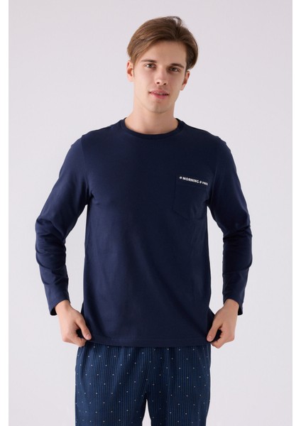 Erkek Uzun Kol Pijama Takım AR3146 Lacivert fiyatları