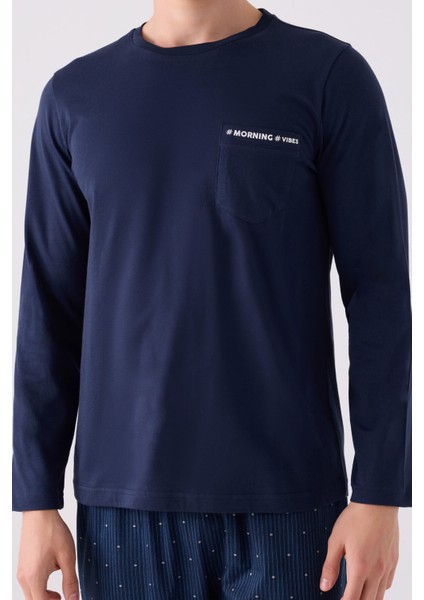 Erkek Uzun Kol Pijama Takım AR3146 Lacivert fırsatları