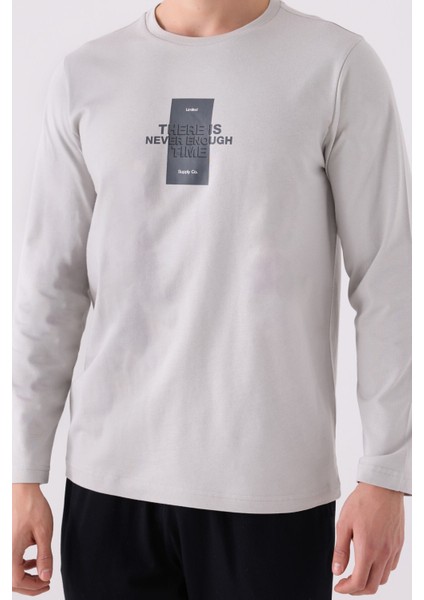 Erkek Uzun Kol Pijama Takım AR3136 Gri