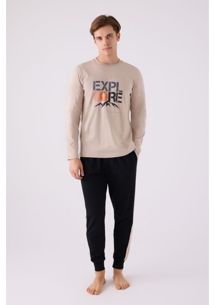 Erkek Uzun Kol Pijama Takım AR3138 Kum