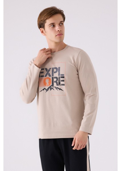 Erkek Uzun Kol Pijama Takım AR3138 Kum