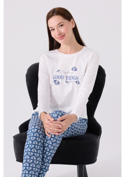 Pıerre Cardın Kadın Uzun Kol Pijama Takım PC8881 Krem modelleri