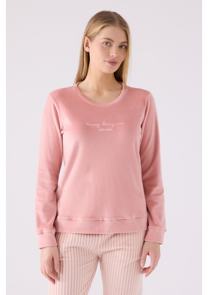 Pıerre Cardın Kadın Uzun Kol Pijama Takım PC8916 Retro Pembe