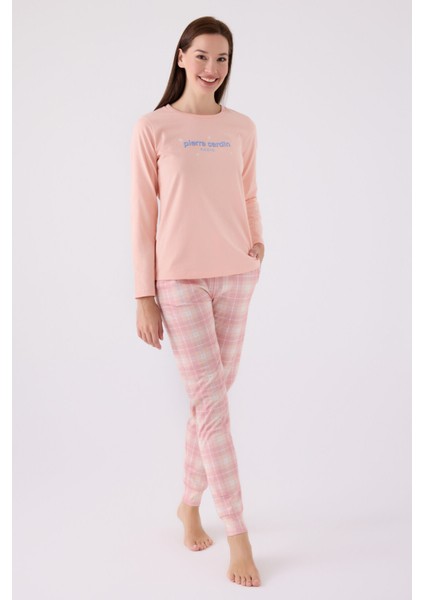 Pıerre Cardın Kadın Uzun Kol Pijama Takım PC8917 Açık Somon