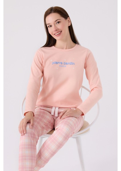 Pıerre Cardın Kadın Uzun Kol Pijama Takım PC8917 Açık Somon