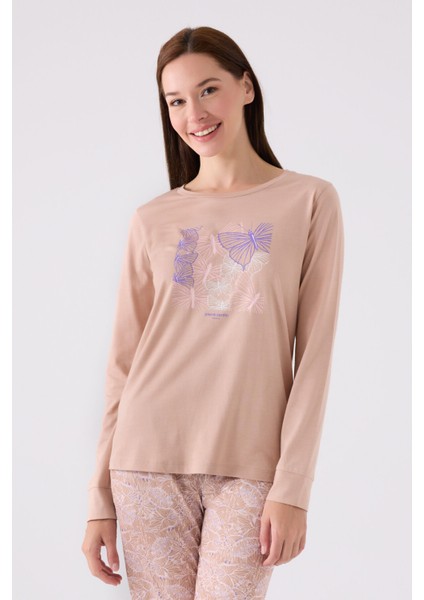 Pıerre Cardın Kadın Uzun Kol Pijama Takım PC8878 Vizon fiyatları