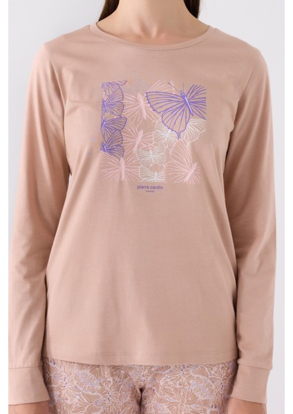 Pıerre Cardın Kadın Uzun Kol Pijama Takım PC8878 Vizon fırsatları