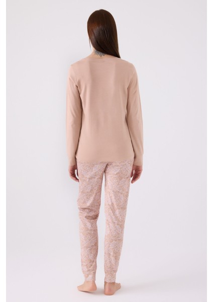 Pıerre Cardın Kadın Uzun Kol Pijama Takım PC8878 Vizon indirimleri