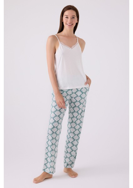 Pıerre Cardın Kadın Uzun Kol Pijama Takım PC8905 Krem