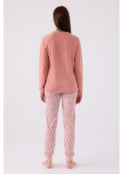 Kadın Uzun Kol Pijama Takım AR3072 Retro Pembe indirimleri