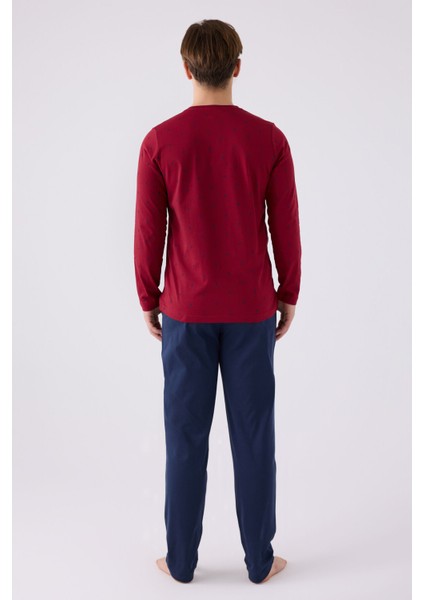 Erkek Uzun Kol Pijama Takım AR3160 Bordo indirimleri