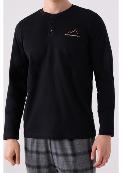 Erkek Uzun Kol Pijama Takım AR3152 Siyah fırsatları