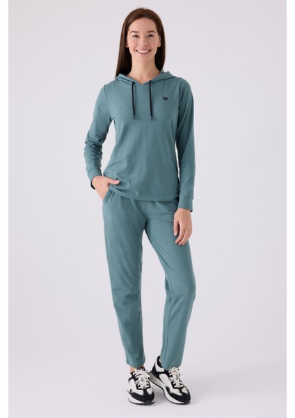Pıerre Cardın Kadın Uzun Kol Pijama Takım PC8923 Petrol Yeşili