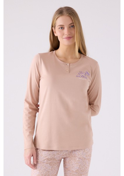 Pıerre Cardın Kadın Uzun Kol Pijama Takım PC8879 Vizon fiyatları