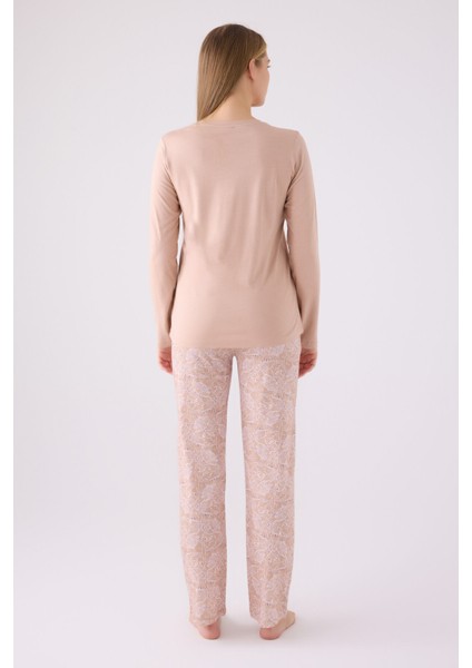 Pıerre Cardın Kadın Uzun Kol Pijama Takım PC8879 Vizon indirimleri