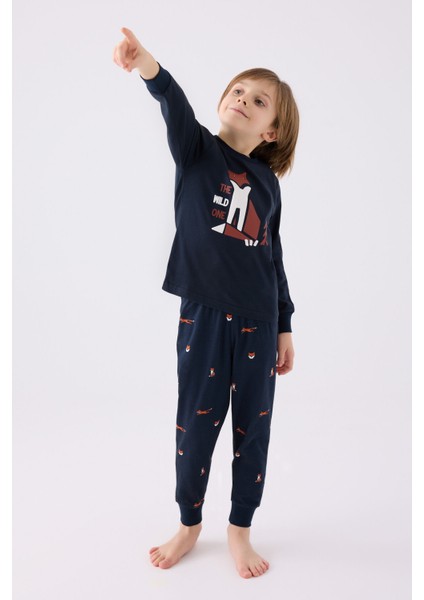 Erkek Çocuk Uzun Kol Pijama Takım RP3432 Navy