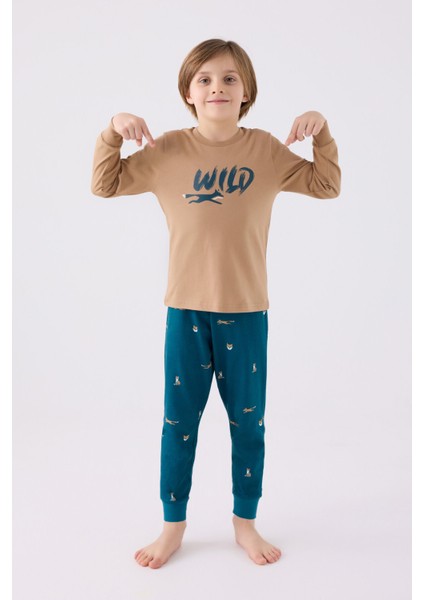 Erkek Çocuk Uzun Kol Pijama Takım RP3433 Vizon