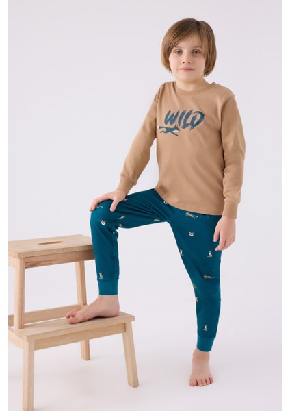 Erkek Çocuk Uzun Kol Pijama Takım RP3433 Vizon