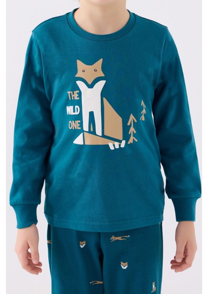 Erkek Çocuk Uzun Kol Pijama Takım RP3432 Koyu Ördek Yeşili