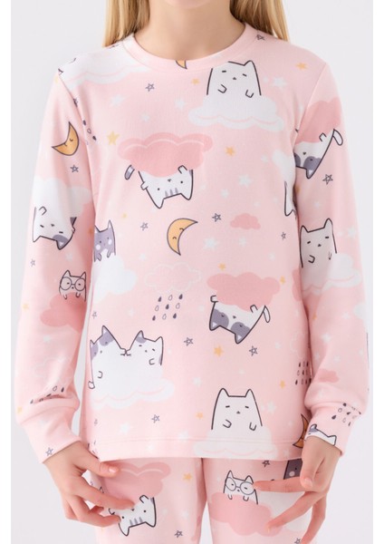 Kız Çocuk Uzun Kol Pijama Takım RP3460 Açık Pembe