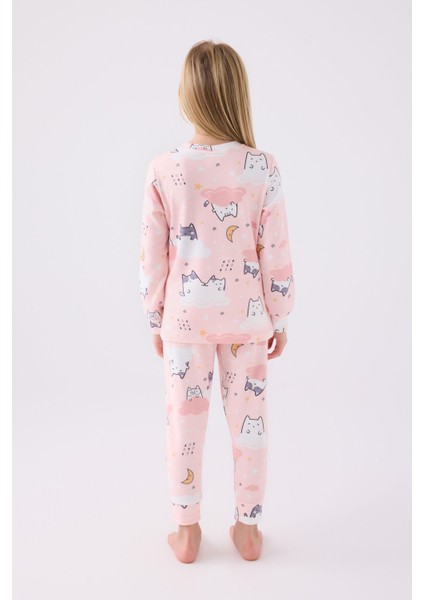 Kız Çocuk Uzun Kol Pijama Takım RP3460 Açık Pembe