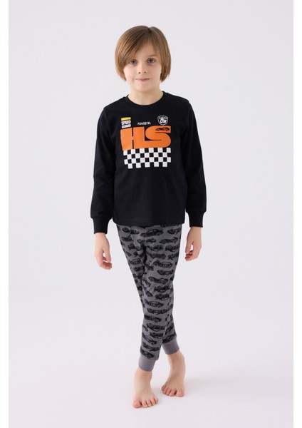 Erkek Çocuk Uzun Kol Pijama Takım RP3439 Siyah