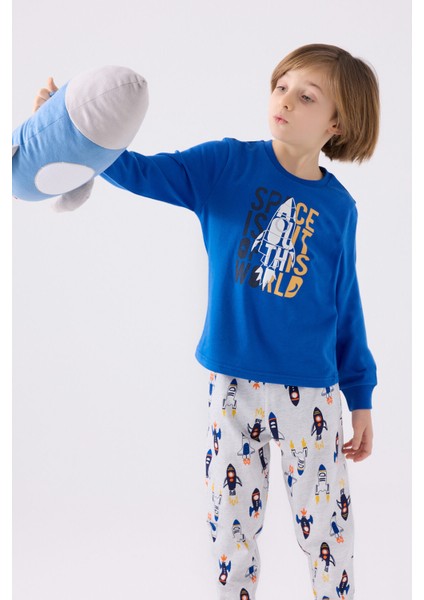Erkek Çocuk Mavi Uzun Kol Pijama Takım fiyatları