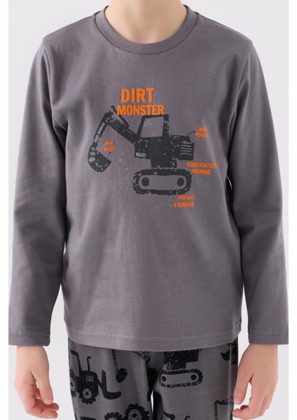 Erkek Çocuk Uzun Kol Pijama Takım RP3424 Koyu Gri