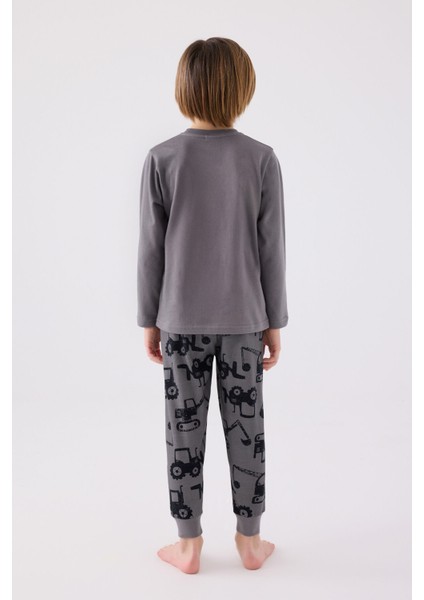 Erkek Çocuk Uzun Kol Pijama Takım RP3424 Koyu Gri