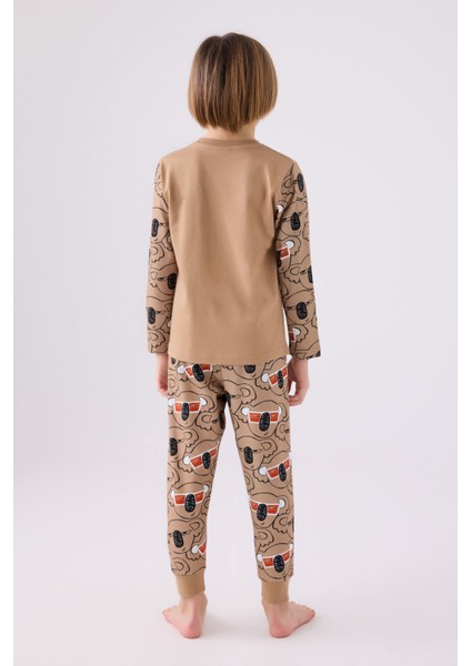 Erkek Çocuk Uzun Kol Pijama Takım RP3446 Vizon indirimleri