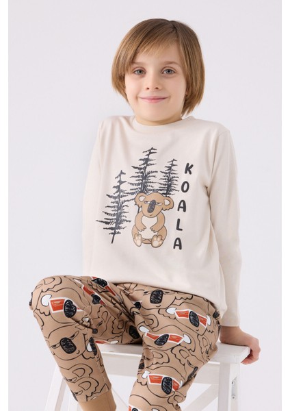 Erkek Çocuk Krem Uzun Kol Pijama Takım fiyatları