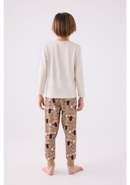 Erkek Çocuk Krem Uzun Kol Pijama Takım indirimleri