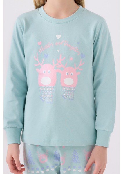 Kız Çocuk Uzun Kol Pijama Takım RP3486 Su Yeşili fırsatları