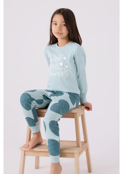 Kız Çocuk Mavi Uzun Kol Pijama Takım modelleri
