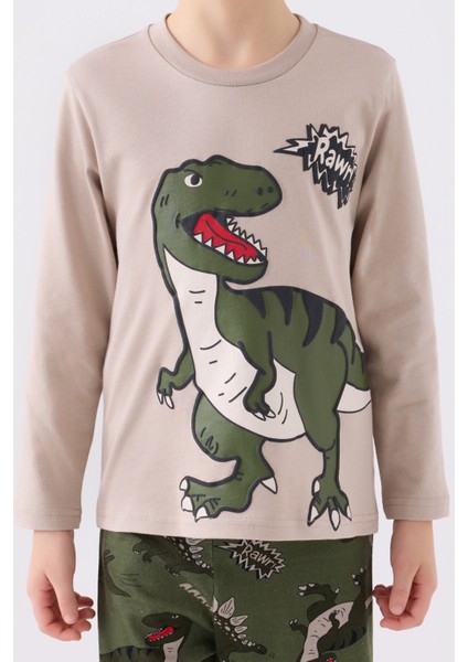 Erkek Çocuk Krem Uzun Kol Pijama Takım fırsatları