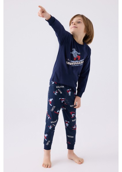 Erkek Çocuk Uzun Kol Pijama Takım RP3435 Lacivert modelleri