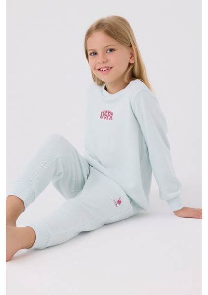 Kız Çocuk Uzun Kol Pijama Takım US1987 Su Yeşili
