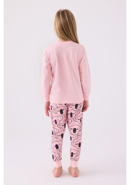 Kız Çocuk Uzun Kol Pijama Takım RP3491 Açık Pembe