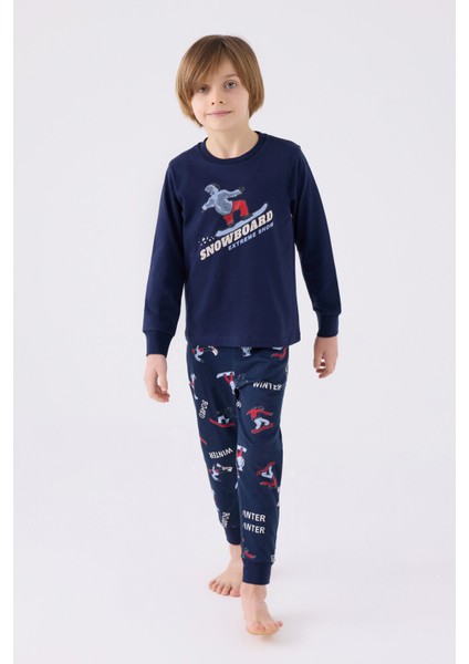 Erkek Çocuk Uzun Kol Pijama Takım RP3435 Lacivert
