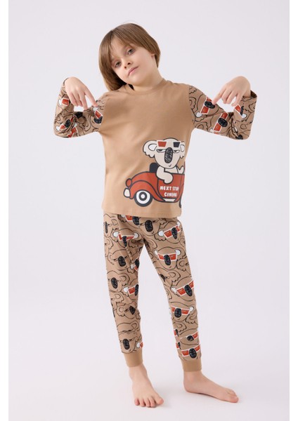 Erkek Çocuk Uzun Kol Pijama Takım RP3446 Vizon