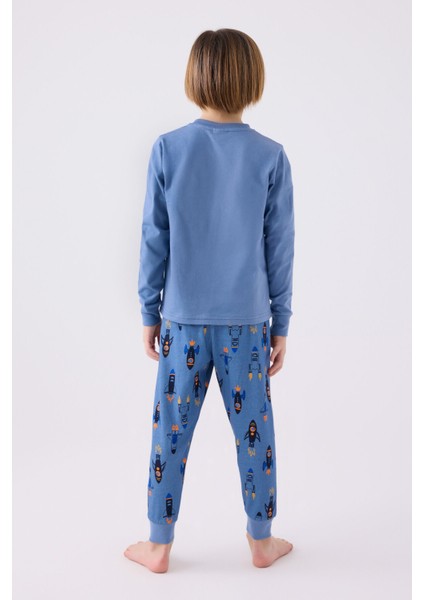 Erkek Çocuk Uzun Kol Pijama Takım RP3443 Mavi