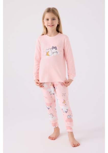 Kız Çocuk Uzun Kol Pijama Takım RP3461 Açık Pembe