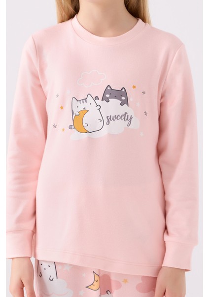 Kız Çocuk Uzun Kol Pijama Takım RP3461 Açık Pembe