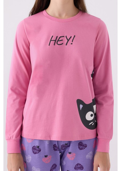 Kadın Pembe Uzun Kol Pijama Takım fırsatları