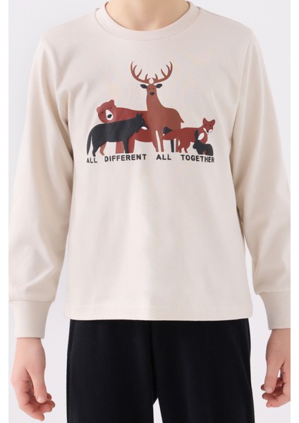 Erkek Çocuk Uzun Kol Pijama Takım RP3452 Bej fırsatları